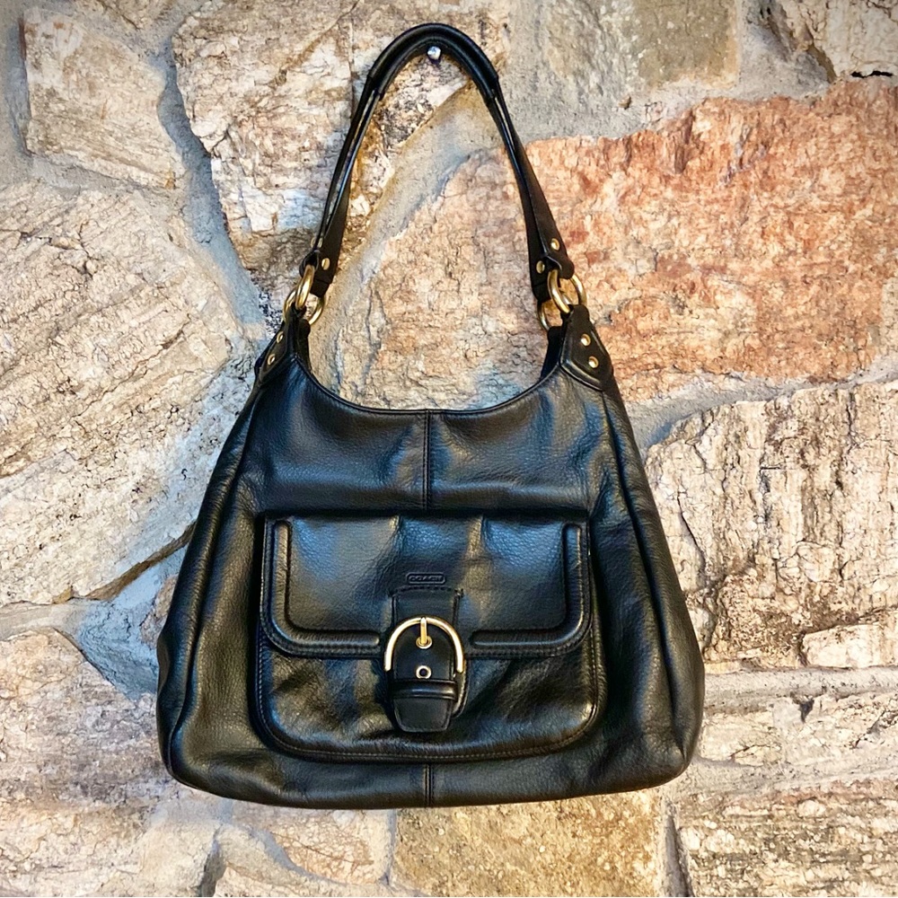 Coach Black Leather 3 Compartment Bag